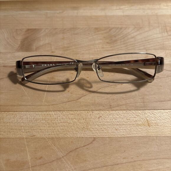 Prada VPR 53H 766-1O1 Brown Beige Eyeglasses Frames 50-16 135‎ Italy Designer - Picture 1 of 6